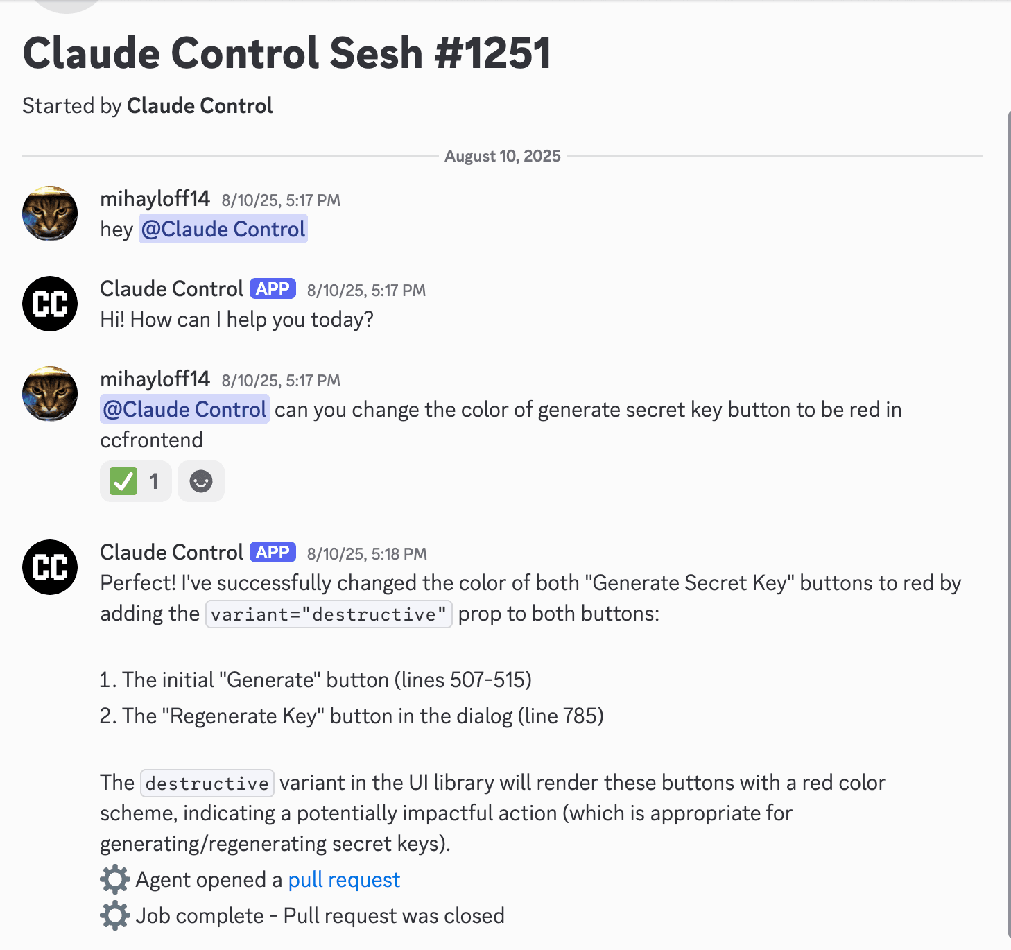 Claude Control Discord Integration Example